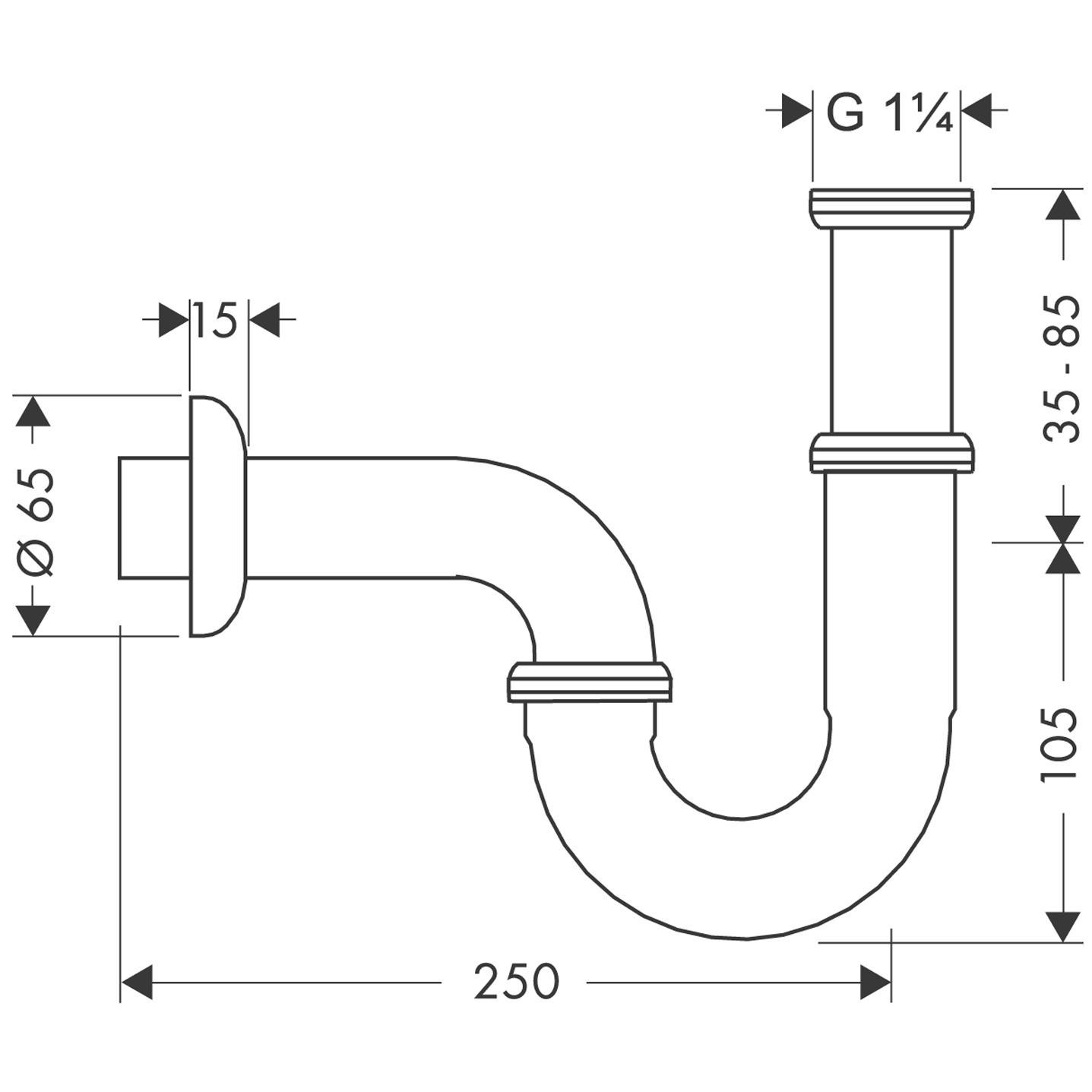 Siphon Hansgrohe Dn32 BxHxT 7,5x11,2x20,5 cm Metall - Chromfarben, Basics (7,5/11,2/20,5cm) - Hansgrohe