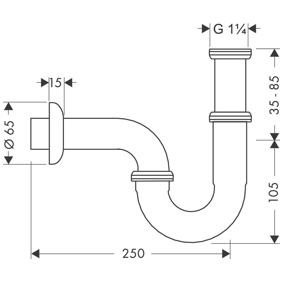 Siphon Hansgrohe Dn32 BxHxT 7,5x11,2x20,5 cm Metall - Chromfarben, Basics (7,5/11,2/20,5cm) - Hansgrohe