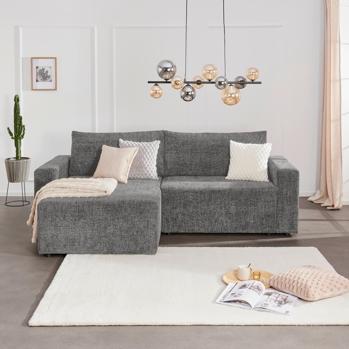 Ecksofa Dallas - Schlammfarben/Schwarz, MODERN, Holz/Kunststoff (173/258cm)