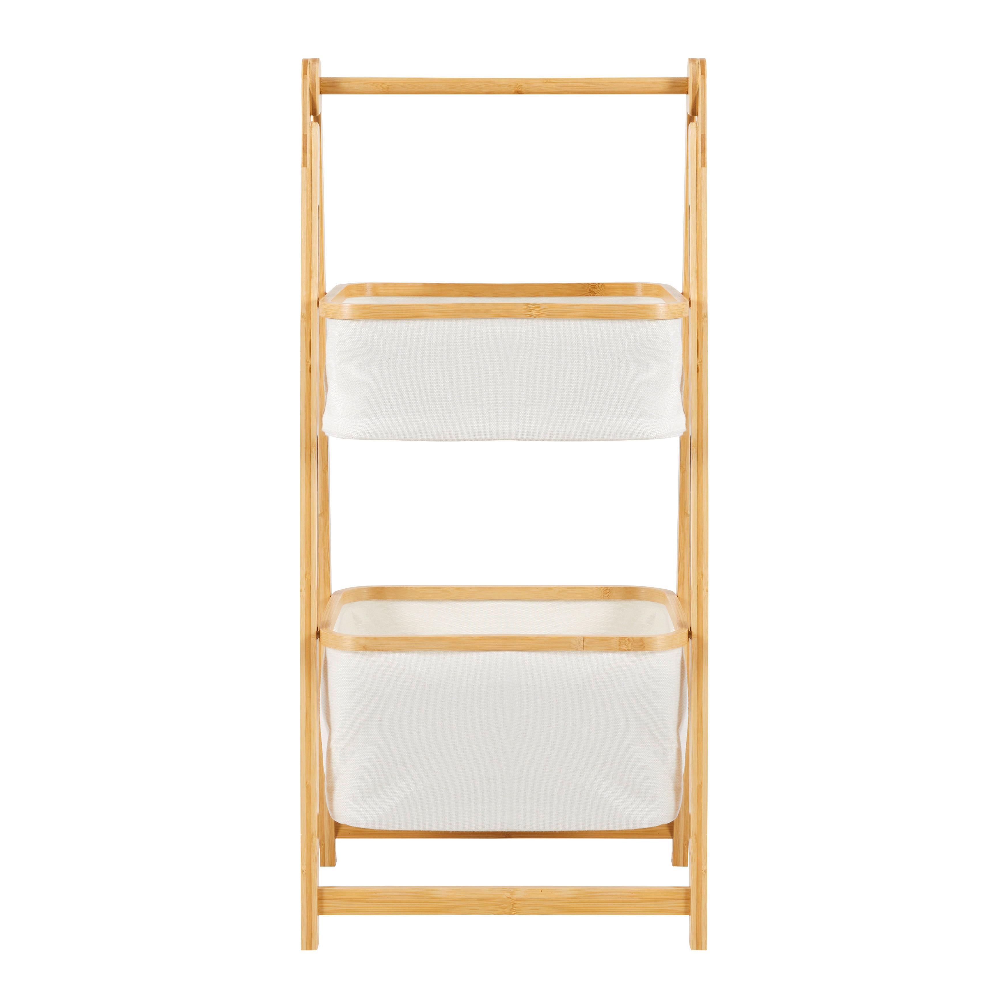 Úložný regál MISAKI krémový - krémová, Moderní, dřevo/textil (44/35/99cm) - Bessagi Home