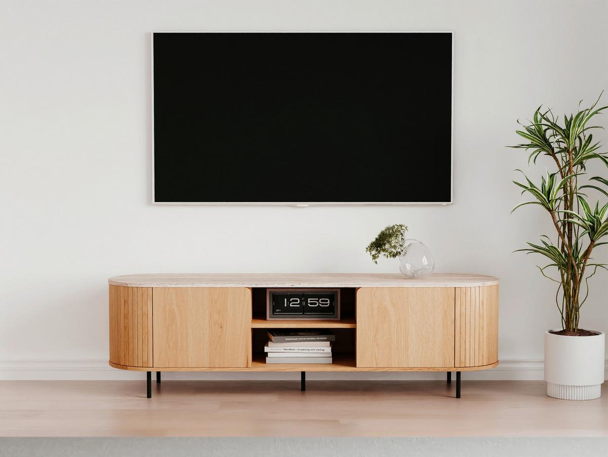 Lowboard Fabia Eichefarben B: 160cm - Eichefarben/Schwarz, Design, Holzwerkstoff (160/52/40cm) - MID.YOU