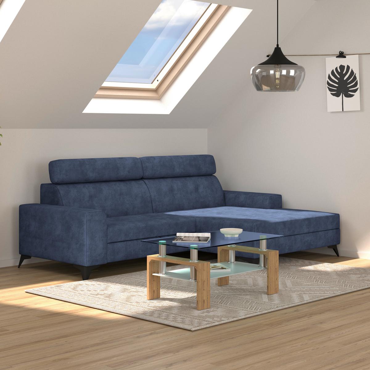 Wohnlandschaft Florida Mit Schlaffunktion Petrol - Petrol/Schwarz, MODERN, Holz/Holzwerkstoff (275/92/175cm)