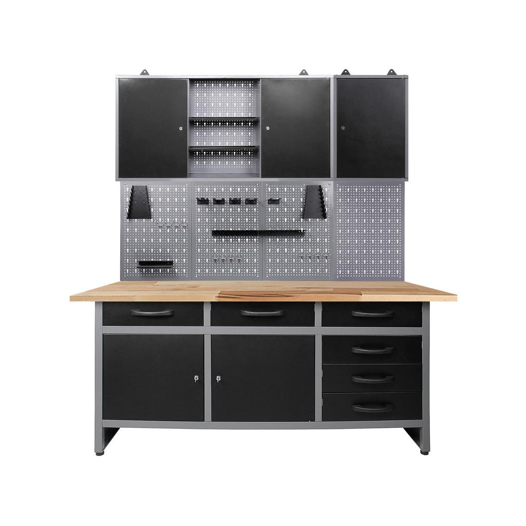 Werkbank-Set Karsten B: 160 cm Anthrazit/Grau