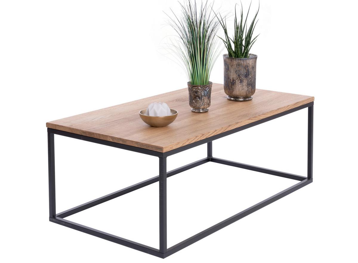 Couchtisch Jonas Schwarz/Eichefarben L: 110cm - Eichefarben/Schwarz, Natur, Holz/Metall (110/60/40cm)