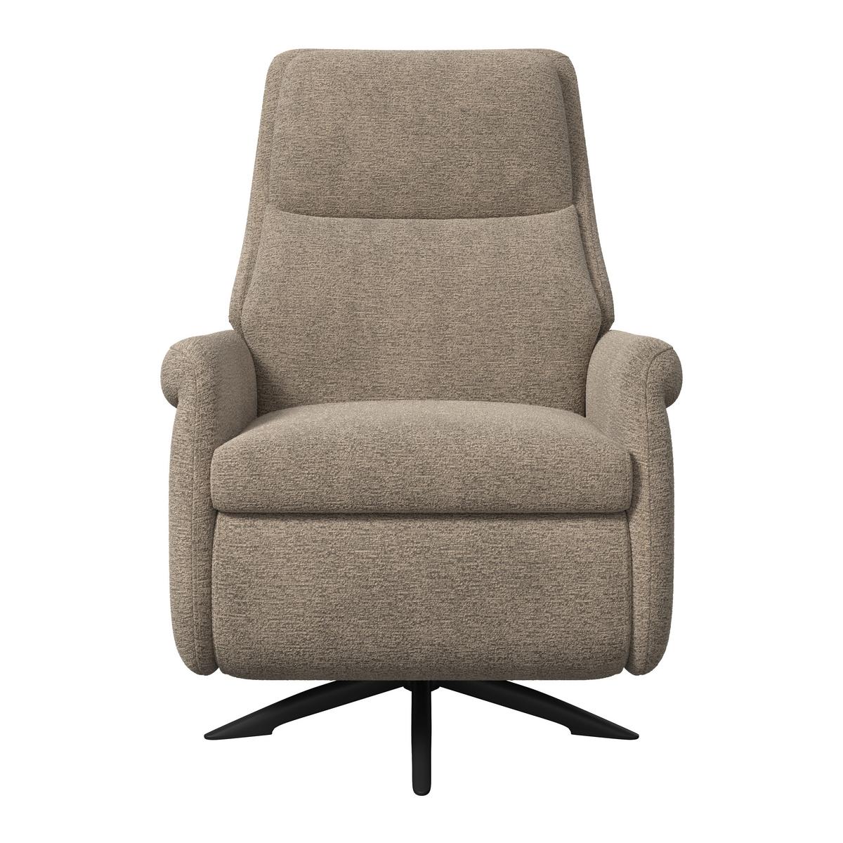 Relaxační křeslo ALICE, hnědé buklé, max. 140 kg - černá/hnědá, Moderní, kov/dřevo (76/110/94cm) - Bessagi Home