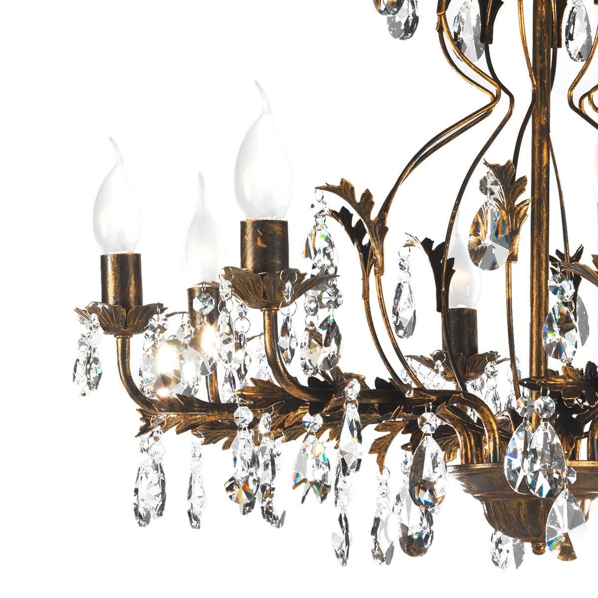 Kristall-Hängeleuchte 4670/8 Teresa - Bronzefarben, KONVENTIONELL, Glas/Metall (70/105cm)