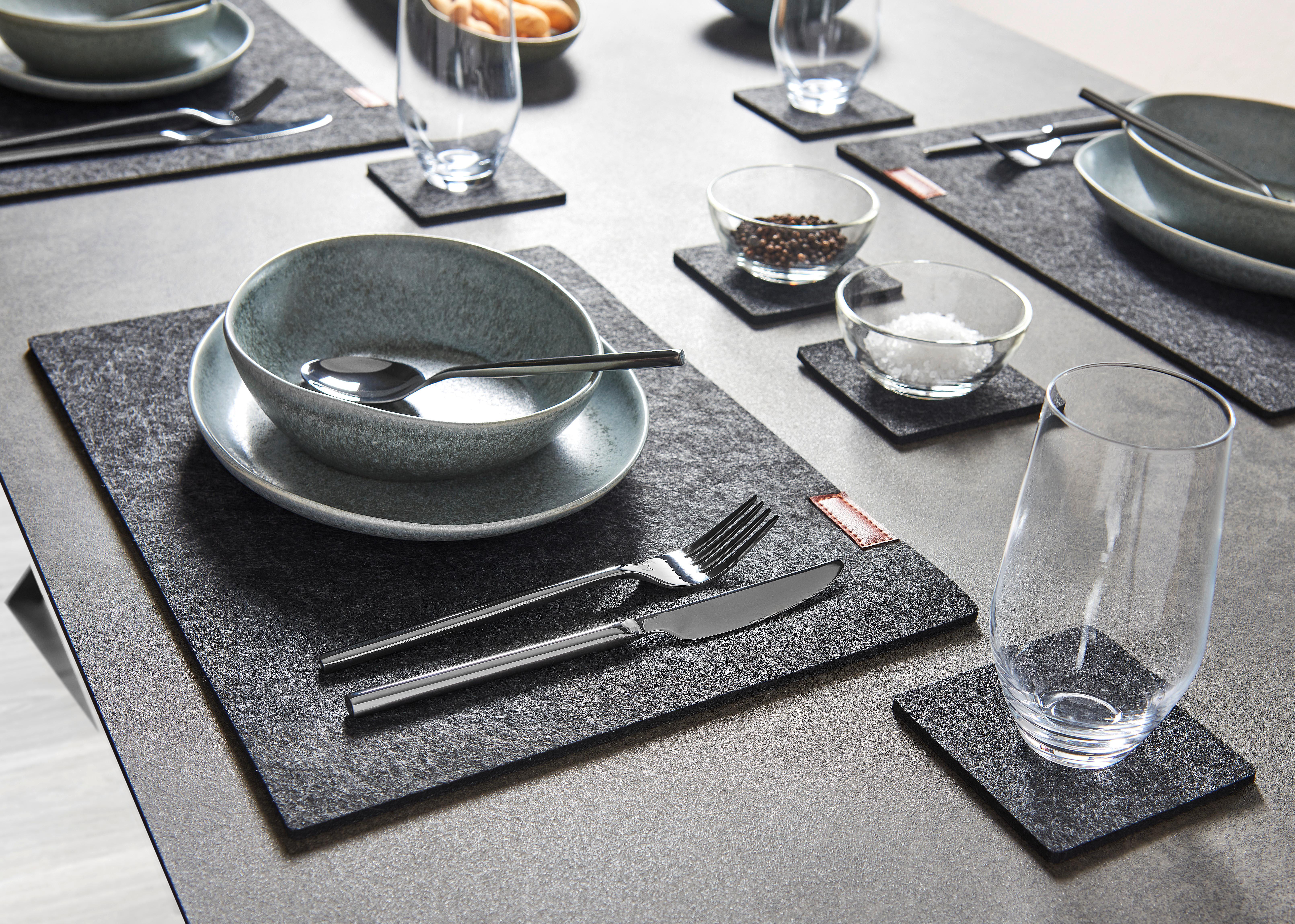 Prostírání Felt, 12 Kusová Sada - tmavě šedá, Moderní, textil - Premium Living