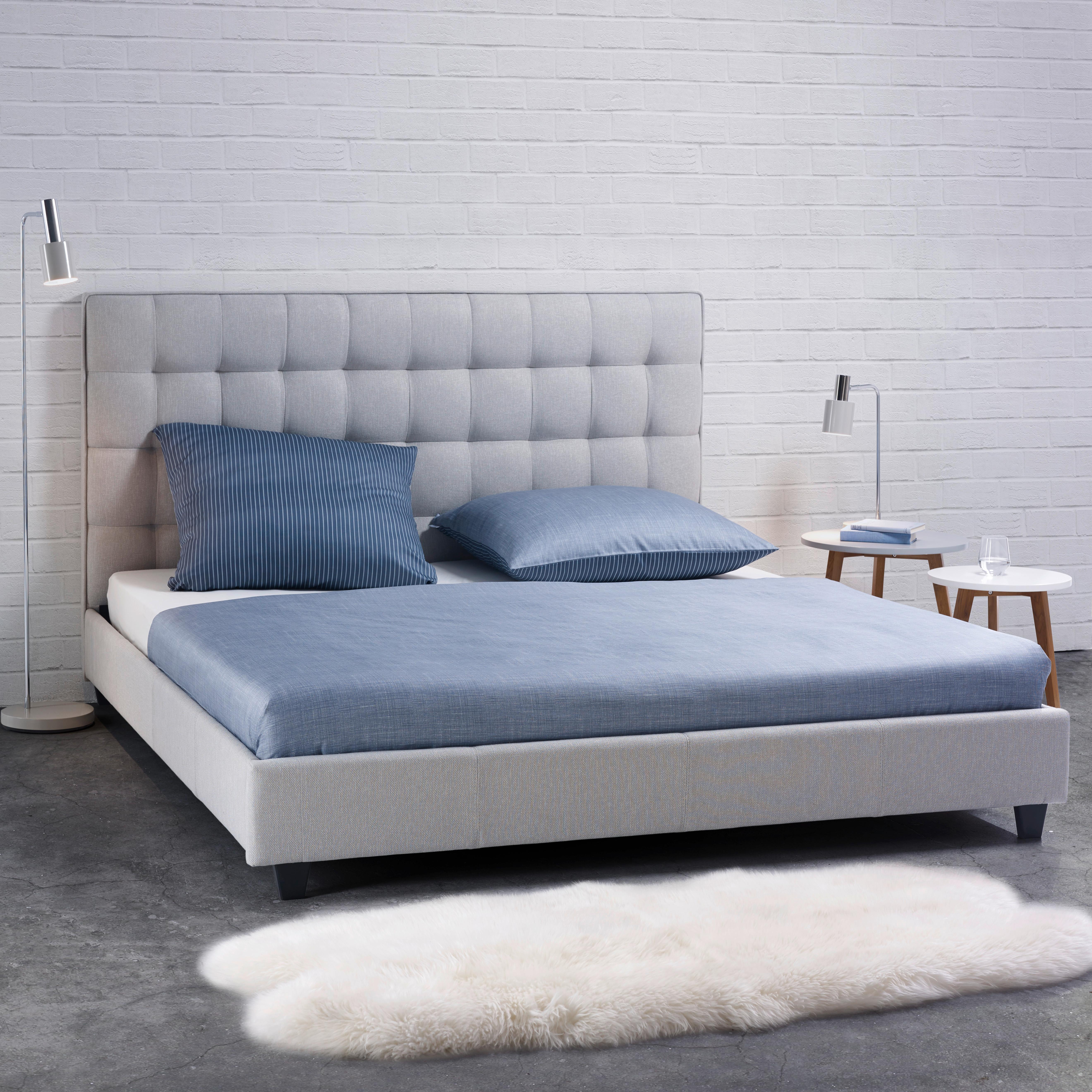 Čalouněná Postel S Roštem Mike, 180x200, Světle Šedá - světle šedá, Moderní, dřevo/textil (180/200cm) - Modern Living