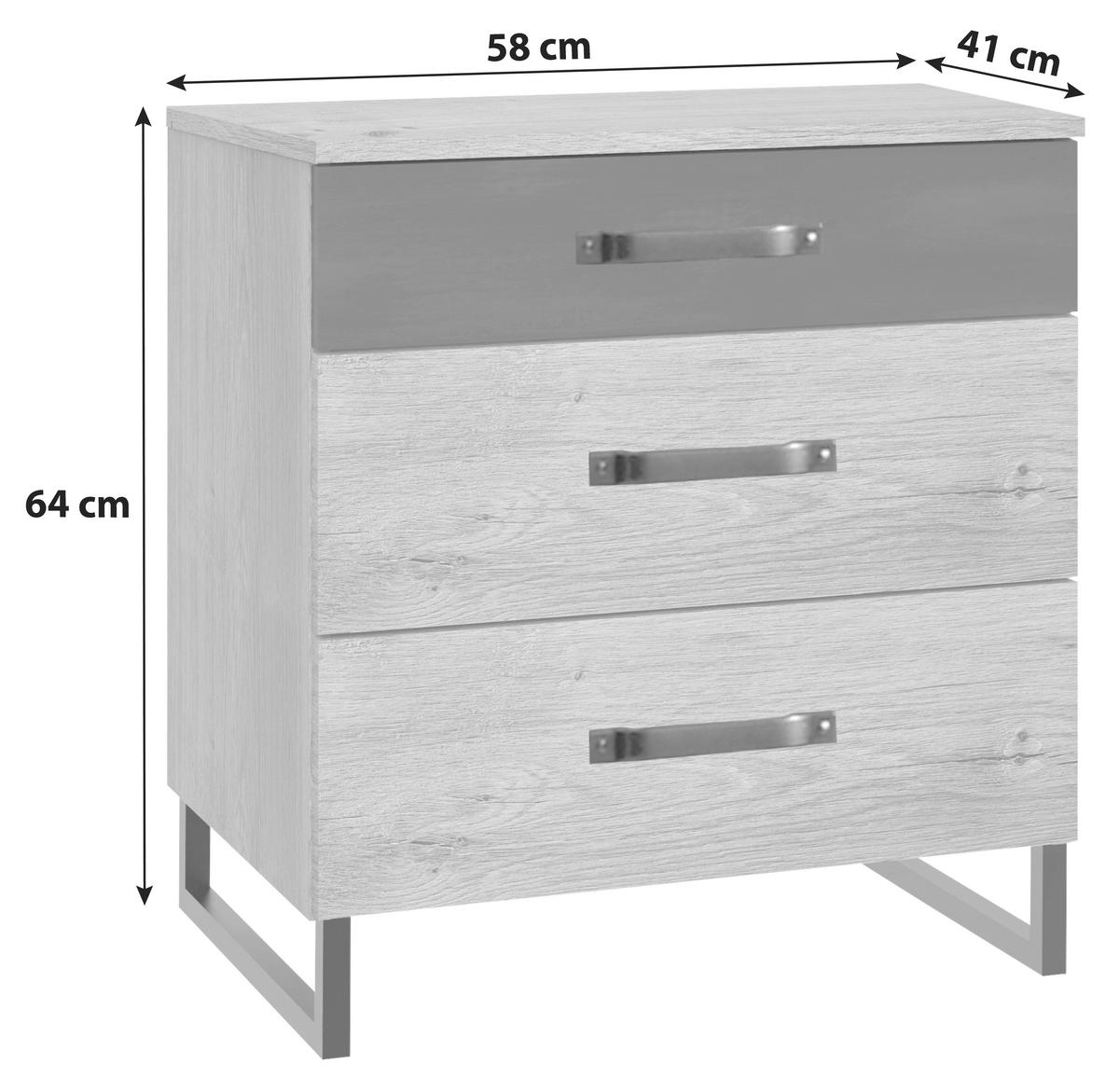 Nočný stolík Detroit šírka 53cm - grafitová/farba duba, Basics, kov/kompozitné drevo (53/70/40cm) - MID.YOU