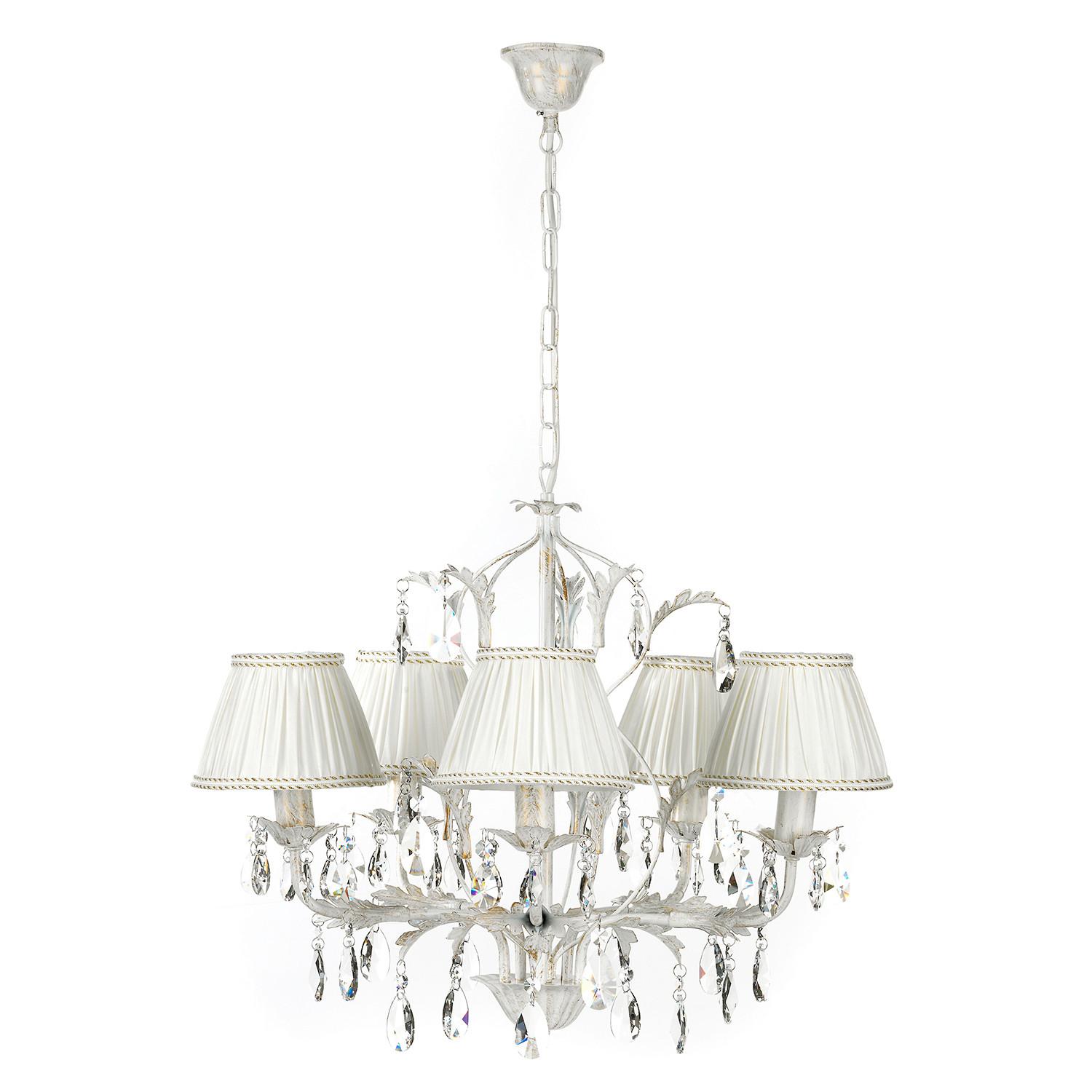 Kristall-hängeleuchte 4669/5 - Weiß, Natur, Glas/Textil (60/105cm)