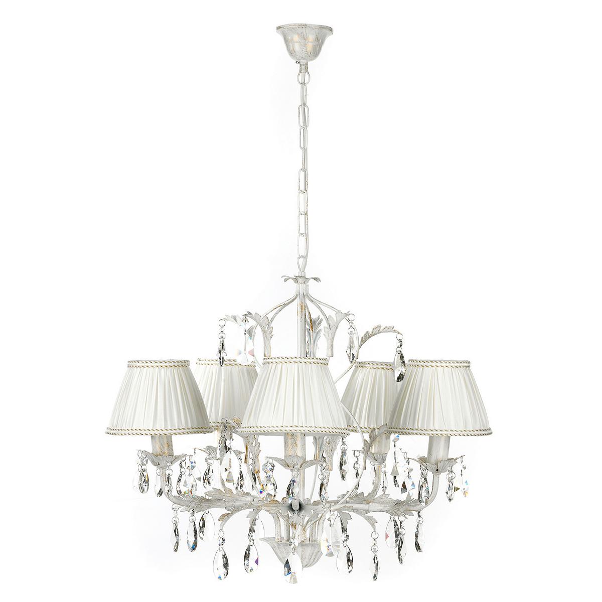 Kristall-Hängeleuchte 4669/5 - Weiß, Natur, Glas/Textil (60/105cm)