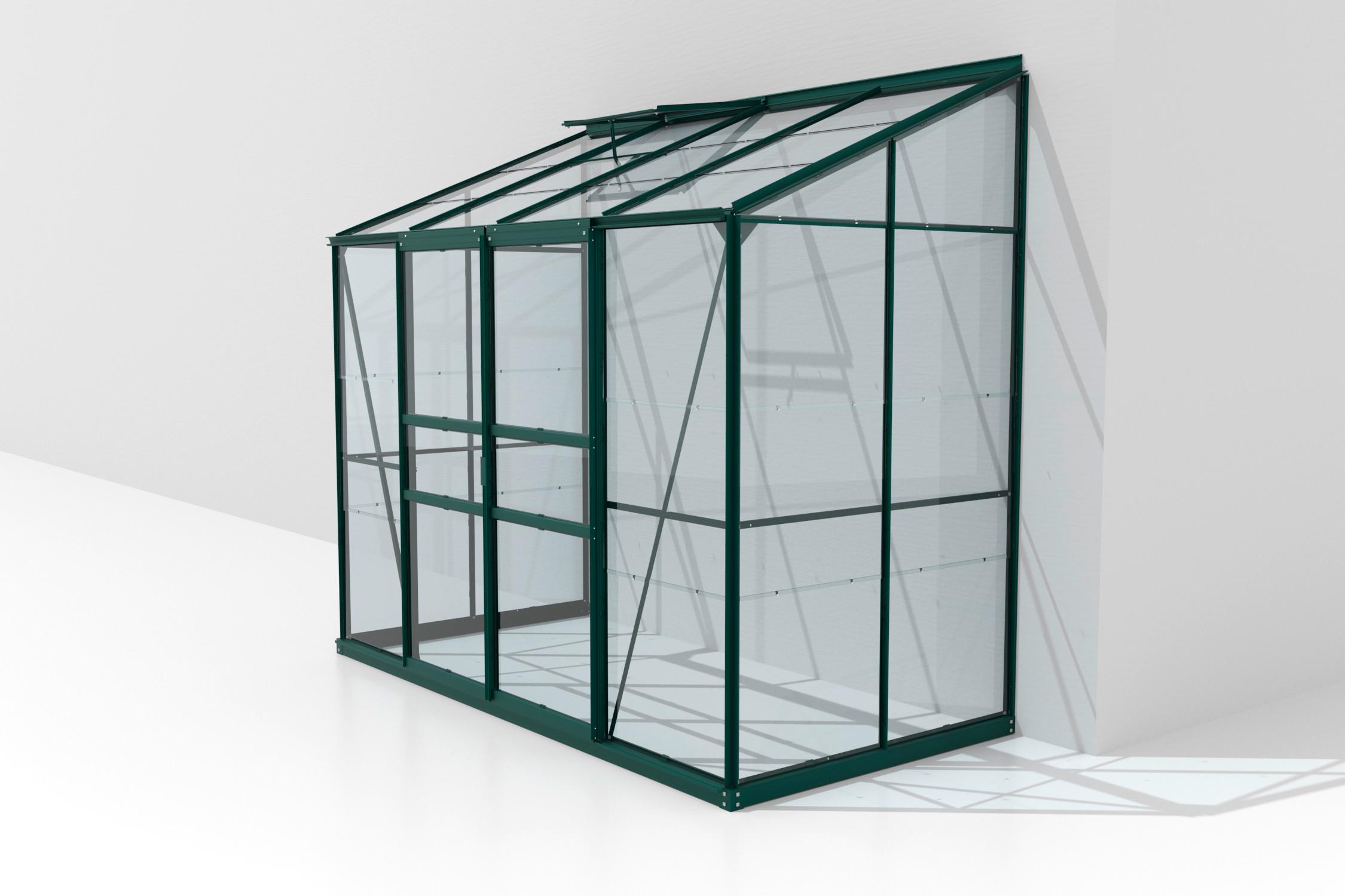 Anlehn-Gewächshausbausatz Ida 3300 Esg3mm, Smaragd - Smaragdgrün, Basics, Glas/Metall (255/222/131,5cm)