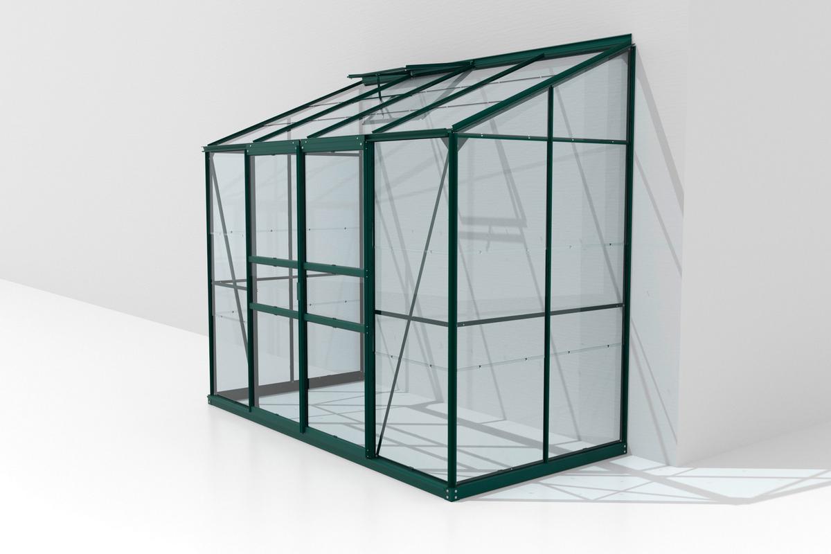 Anlehn-Gewächshausbausatz Ida 3300 Esg3mm, Smaragd - Smaragdgrün, Basics, Glas/Metall (255/222/131,5cm)