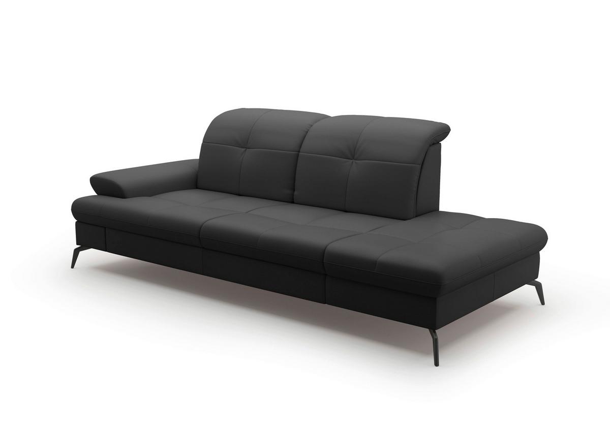 Récamiere Amica E, Schwarz B: 231 Cm - Schwarz, KONVENTIONELL, Leder/Textil (231/90/122cm) - Sit & More