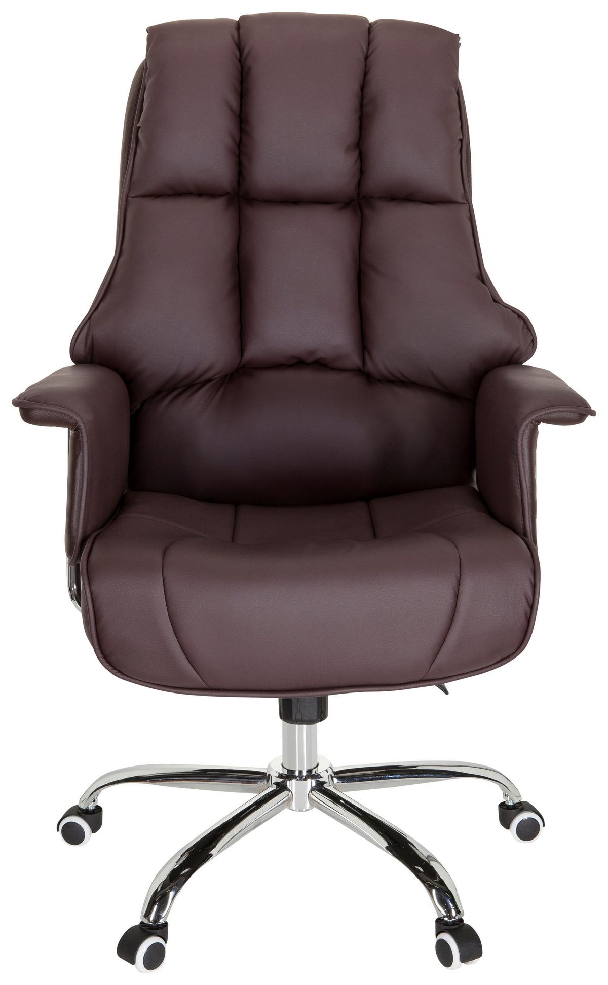 Chefsessel Commander Lederlook Braun Bis 130kg - Chromfarben/Braun, MODERN, Kunststoff/Textil (75/130/64cm) - MID.YOU