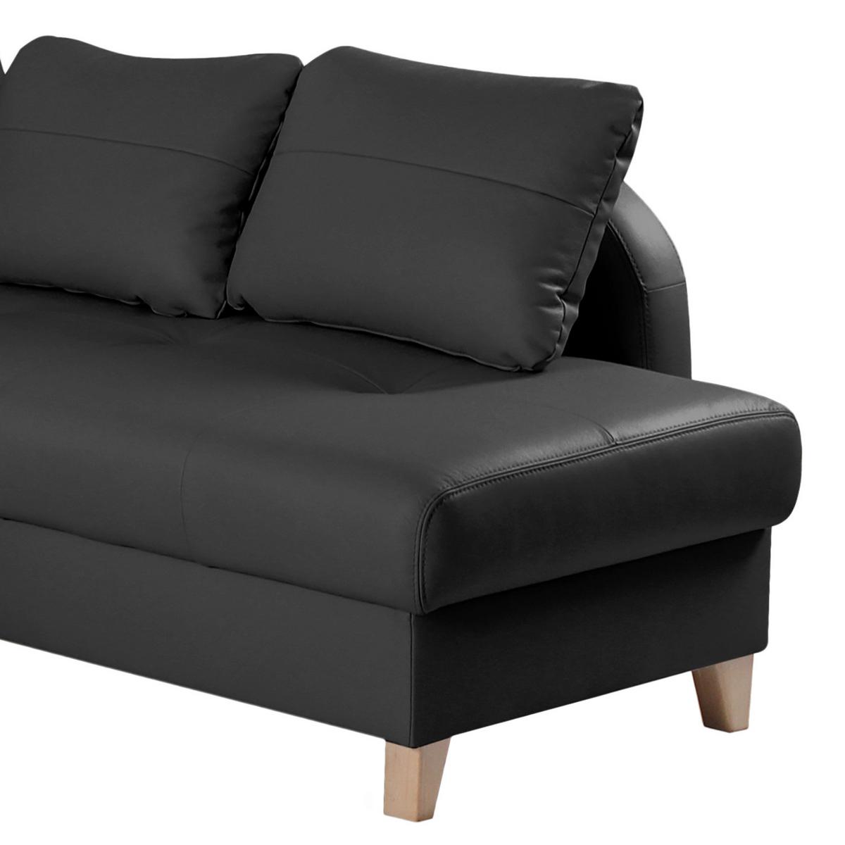 Ecksofa Compact Schwarz B: 227x168 Cm - Buchefarben/Schwarz, Design, Leder/Textil (227/168cm) - Livetastic