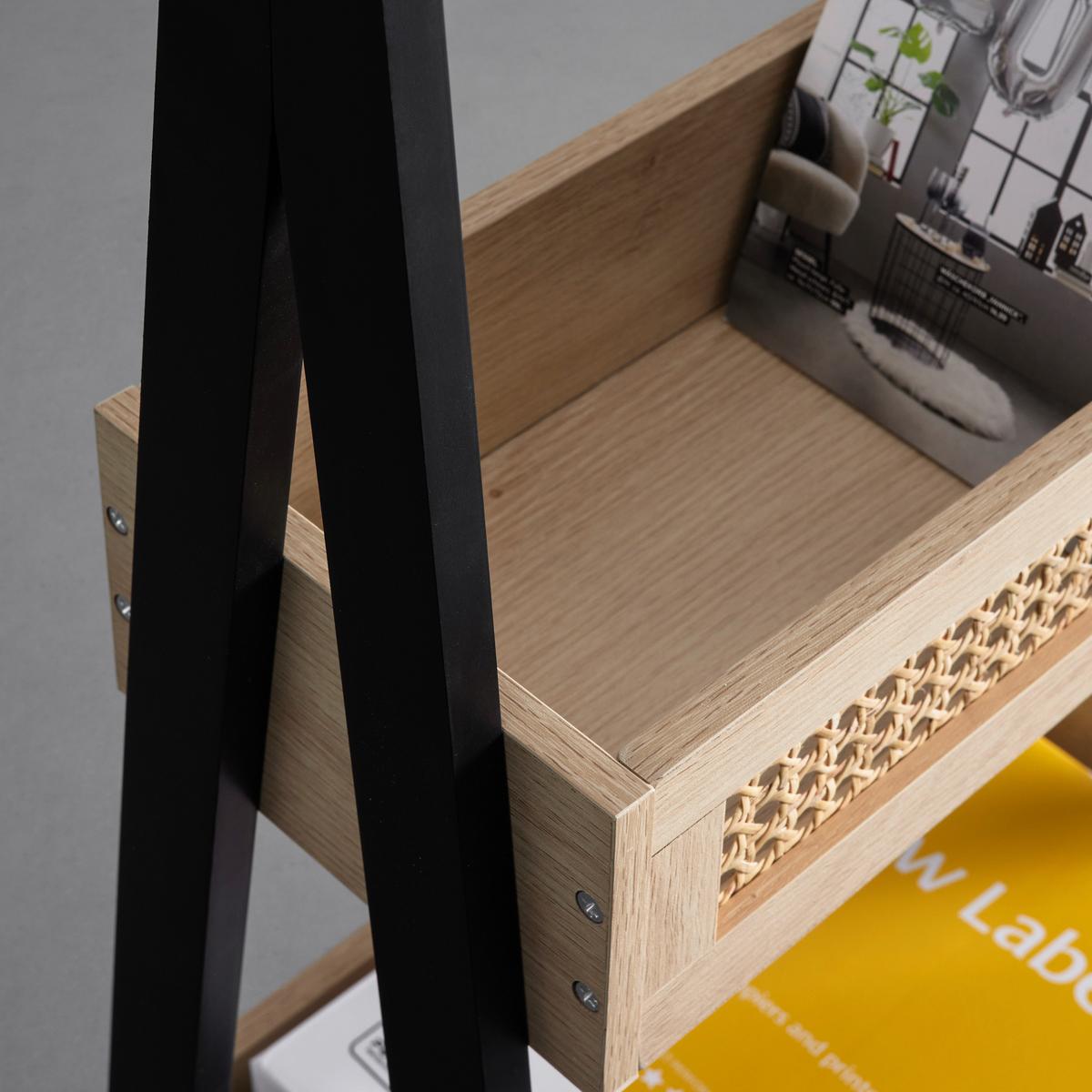 Regál DENIS - černá/přírodní barvy, Moderní, dřevo/kompozitní dřevo (45/110/35cm) - Bessagi Home