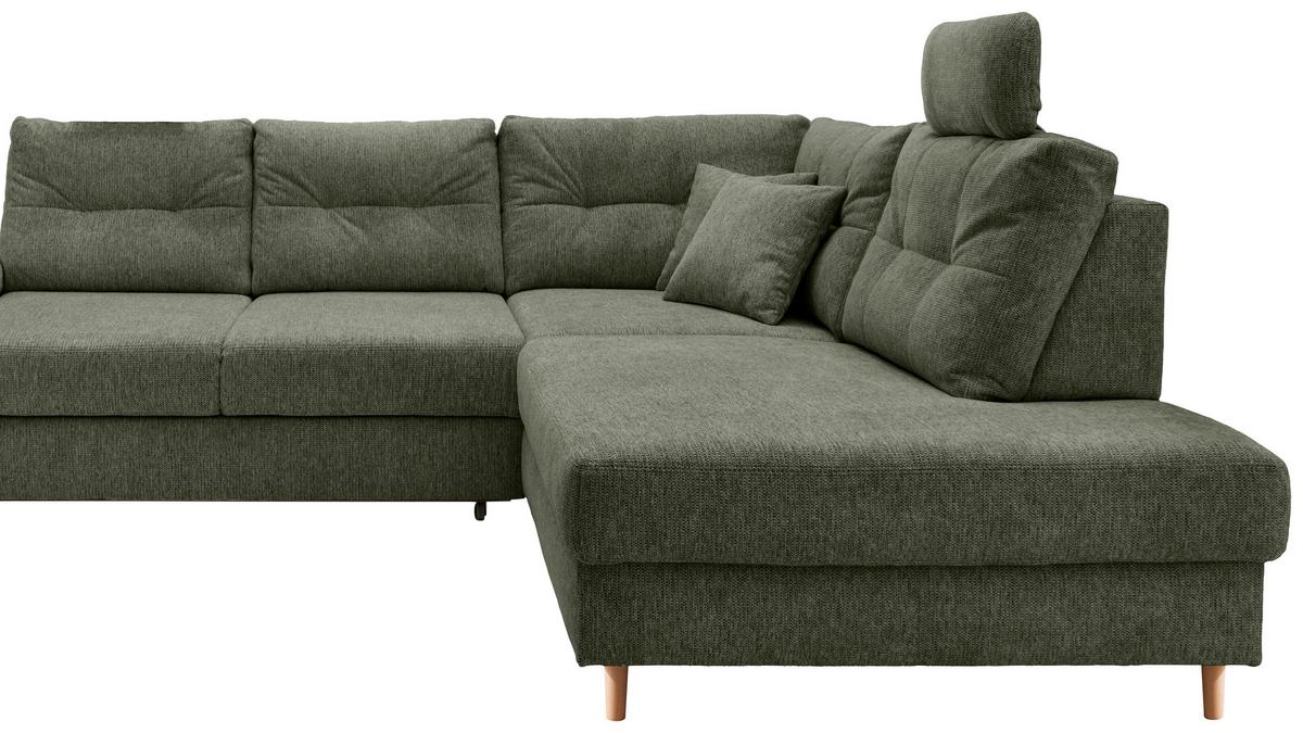 Ecksofa Brizzini Dunkelgrün S: 264x206 Cm - Dunkelgrün/Naturfarben, MODERN, Textil (264/206cm) - Livetastic