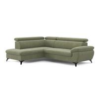 Ecksofa mit Bettfunktion Hudson, Chenille Olivgrün - Schwarz/Olivgrün, KONVENTIONELL, Textil (207/256cm) - Sembella