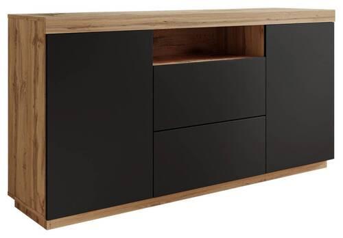 Kommode Yoshi - Eiche Wotan/Schwarz, Design, Holzwerkstoff (164/85/42cm) - MID.YOU