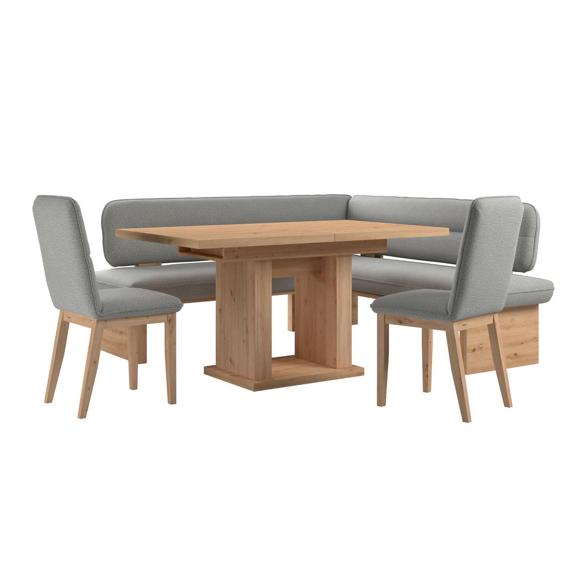 Eckbank Beluna II Webstoff Hellgrau, B: 192cm - Eichefarben/Hellgrau, KONVENTIONELL, Holz/Textil (192/170cm) - James Wood