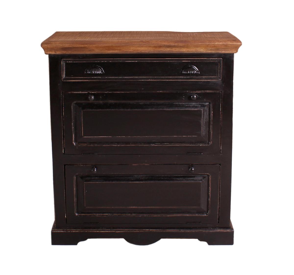SCHUHSCHRANK Honig/Schwarz B: 85cm - Schwarz/Honig, Design, Holz/Holzwerkstoff (85/90/40cm) - MID.YOU