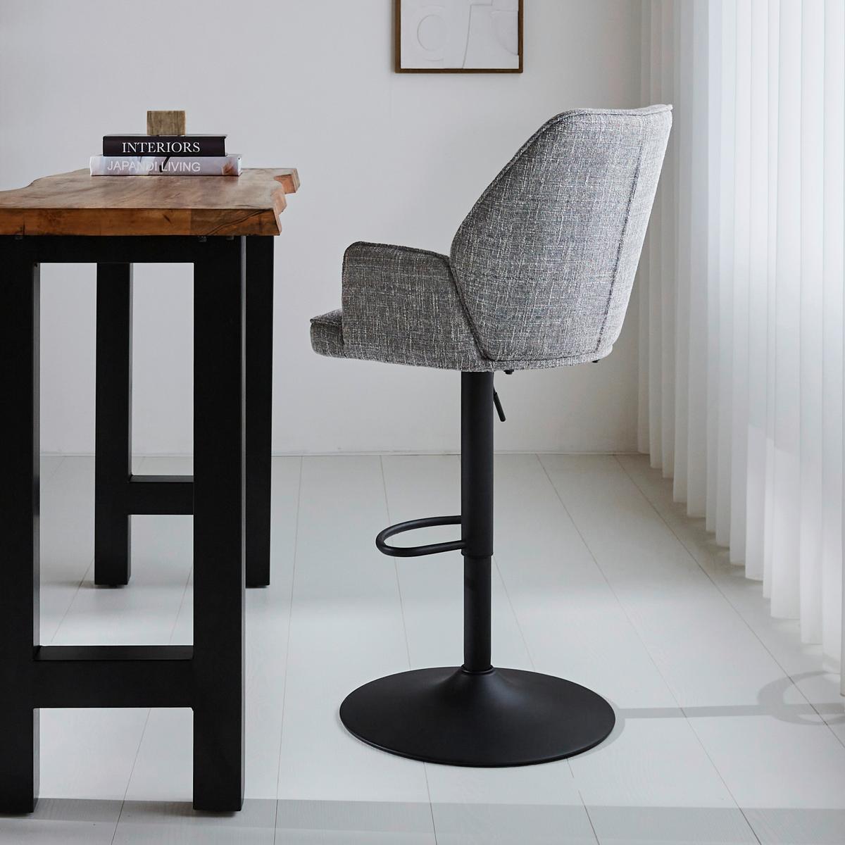 Barhocker-Set Donny Hellgrau B: 54 cm - Hellgrau/Schwarz, MODERN, Textil/Metall (54/100/58cm) - MID.YOU