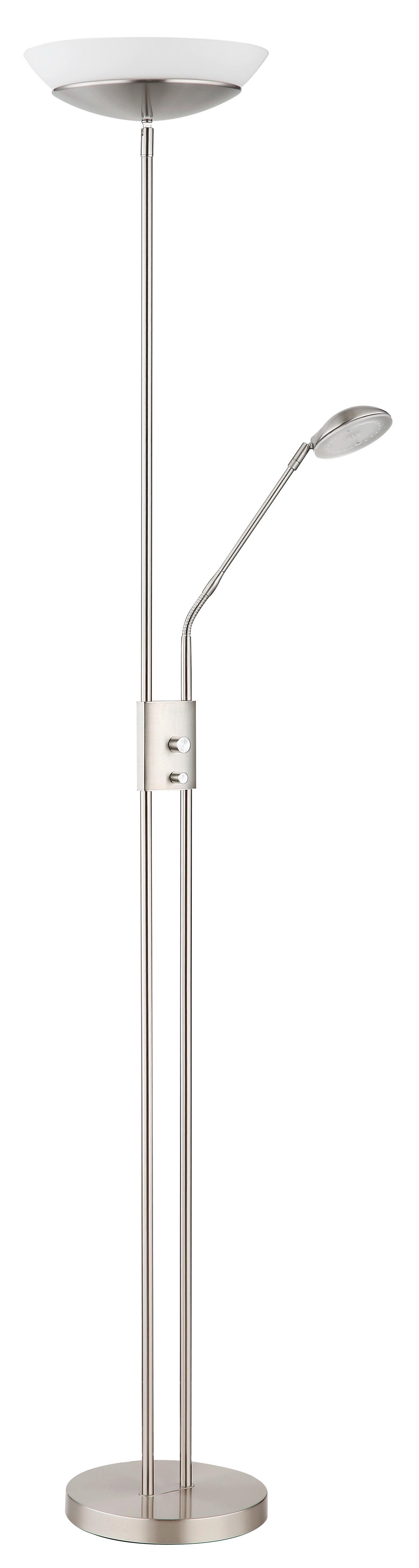 LED-Deckenfluter 58009n - Opal/Nickelfarben, KONVENTIONELL, Glas/Kunststoff (29/180cm) - Globo