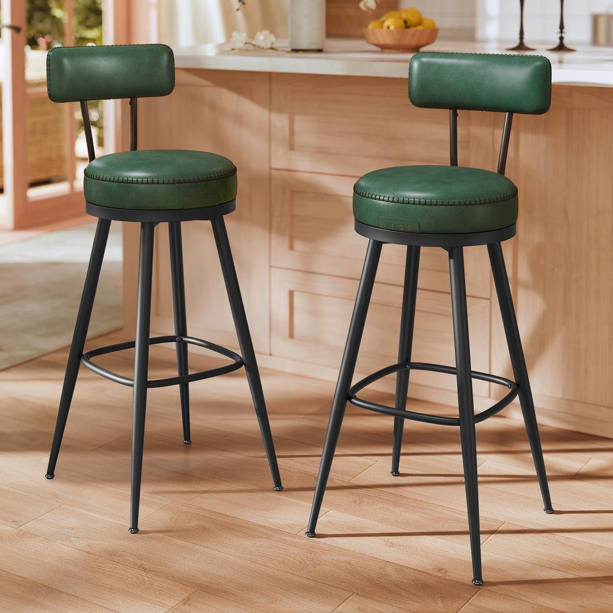 SADA BAROVÝCH ŽIDLÍ BAR STOOLS - černá/tmavě zelená, Moderní, kov/kompozitní dřevo (56/101,5/56cm) - MID.YOU