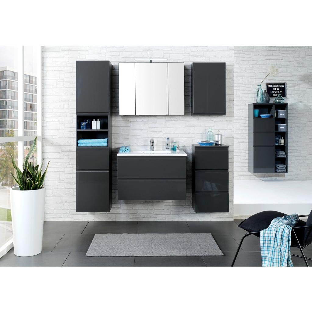 Badmöbel-set 2-tlg. Inkl. Led Cardiff B: 100 Cm, Grau