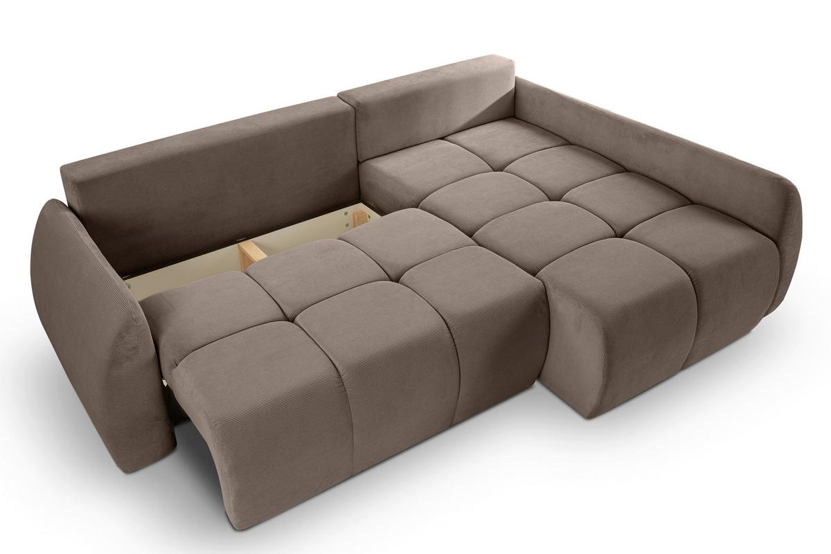 Ecksofa Sancho Long Beigebraun S: 255x155cm - Beigebraun/Schwarz, Basics, Holz/Textil (255/155cm) - MID.YOU