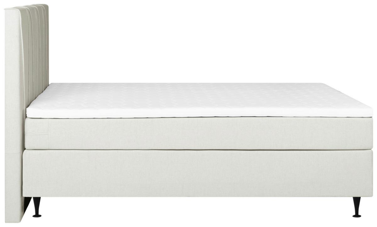 Boxspringbett mit Topper 140x200 cm Wels, Creme - Creme/Schwarz, MODERN, Textil (140/200cm) - MID.YOU