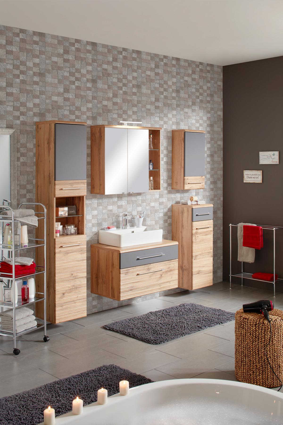 SPODNÁ SKRINKA FLOAT - farba duba/antracitová, Modern, kov/kompozitné drevo (35/106/33cm) - Premium Living