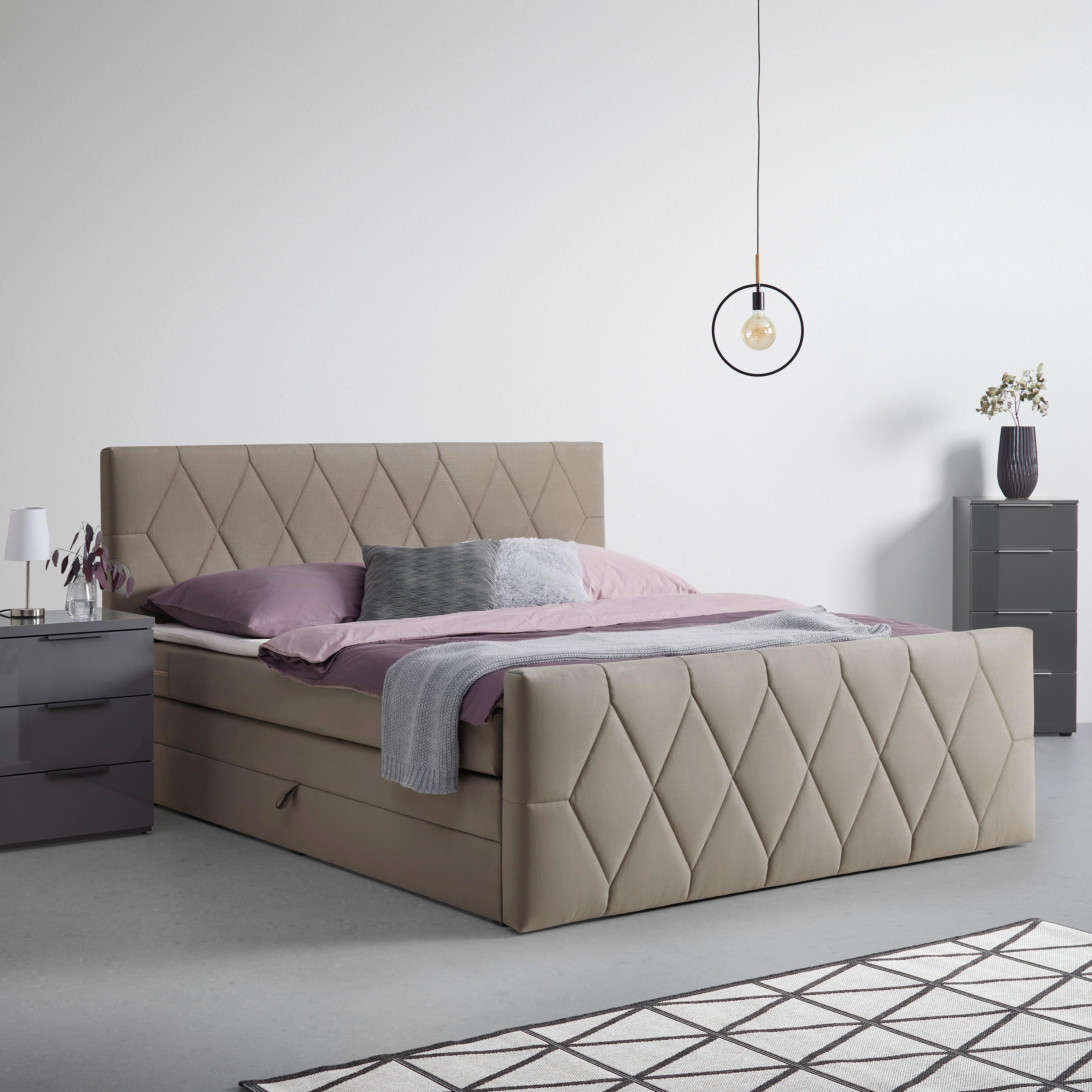Boxspring Ágy Josie B 180/200cm - bézs, Konventionell, műanyag/faalapú anyag (180/200cm) - Based