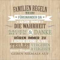 Wandbild Familienregeln Text Braun 29x29 cm - Braun, Basics, Holzwerkstoff (29/29/1,2cm)