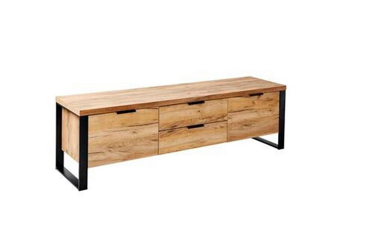 TV-Element Loop TV B: 152 cm Eichefarben/Schwarz - Eichefarben/Anthrazit, Design, Holzwerkstoff/Metall (152/45/40cm)