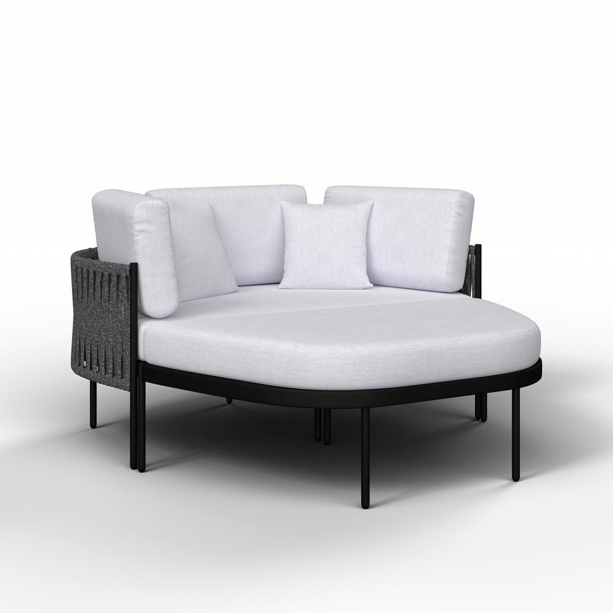 Relaxační ostrůvek LUCIEN - černá/světle šedá, Moderní, kov/textil (150/64/76cm) - Bessagi Garden