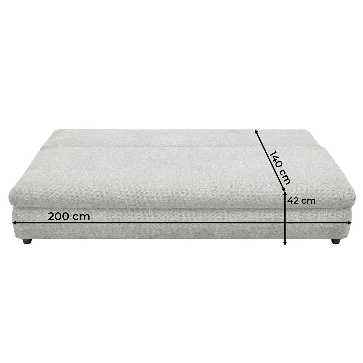 Schlafsofa Olso Beige, Lf: 200x140 Cm - Beige/Schwarz, Trend, Holz/Kunststoff (205/72/100cm)