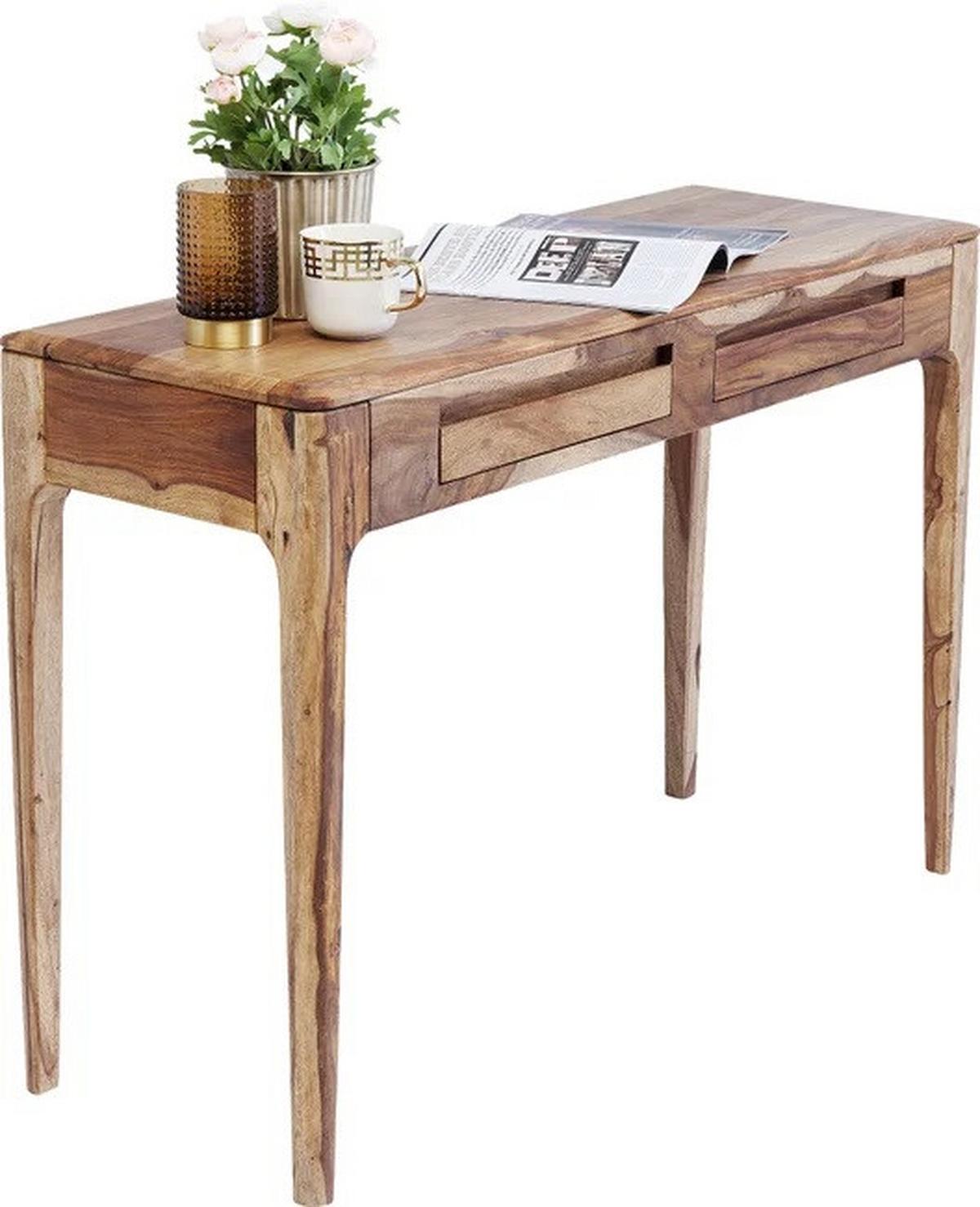 Schreibtisch B 40cm H 76cm Brooklyn Nature, Sheesham - Braun, Trend, Holz/Holzwerkstoff (110/40/76cm) - Kare-Design
