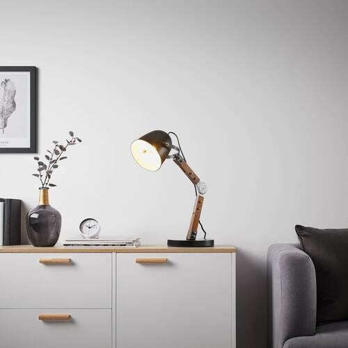 Stolní lampa GEORGE max. 40 Watt - černá, Moderní, kov/dřevo - Bessagi Home