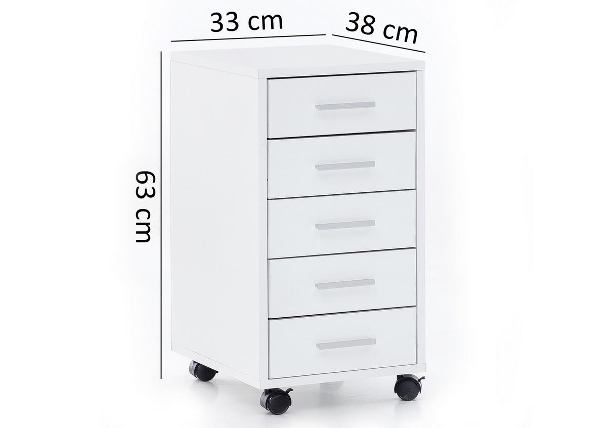 Kontajner na kolieskach biely - biela/strieborná, Konventionell, kompozitné drevo/plast (33/63/38cm) - MID.YOU