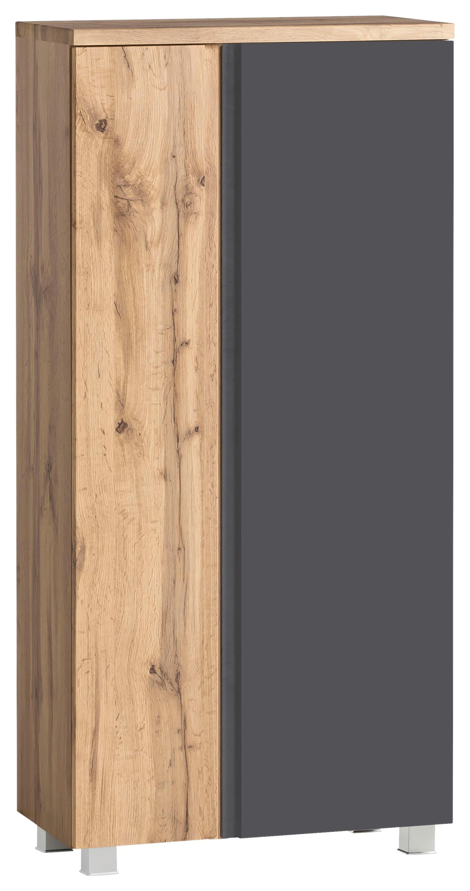Midischrank Varese B: 65 cm Grau/Eiche Wotan - Eiche Wotan/Grau, MODERN, Holzwerkstoff (65/130/35cm) - Held