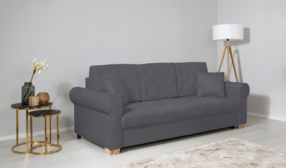 Schlafsofa Arles, Dunkelgrau 23 B: 240 Cm - Dunkelgrau/Buchefarben, Design, Textil (240/94/98cm) - MID.YOU