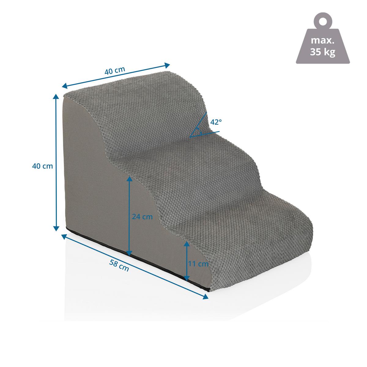 TIERHAUS Pawy Step Grau B: 40cm - Grau, MODERN, Textil (40/40/58cm) - MID.YOU