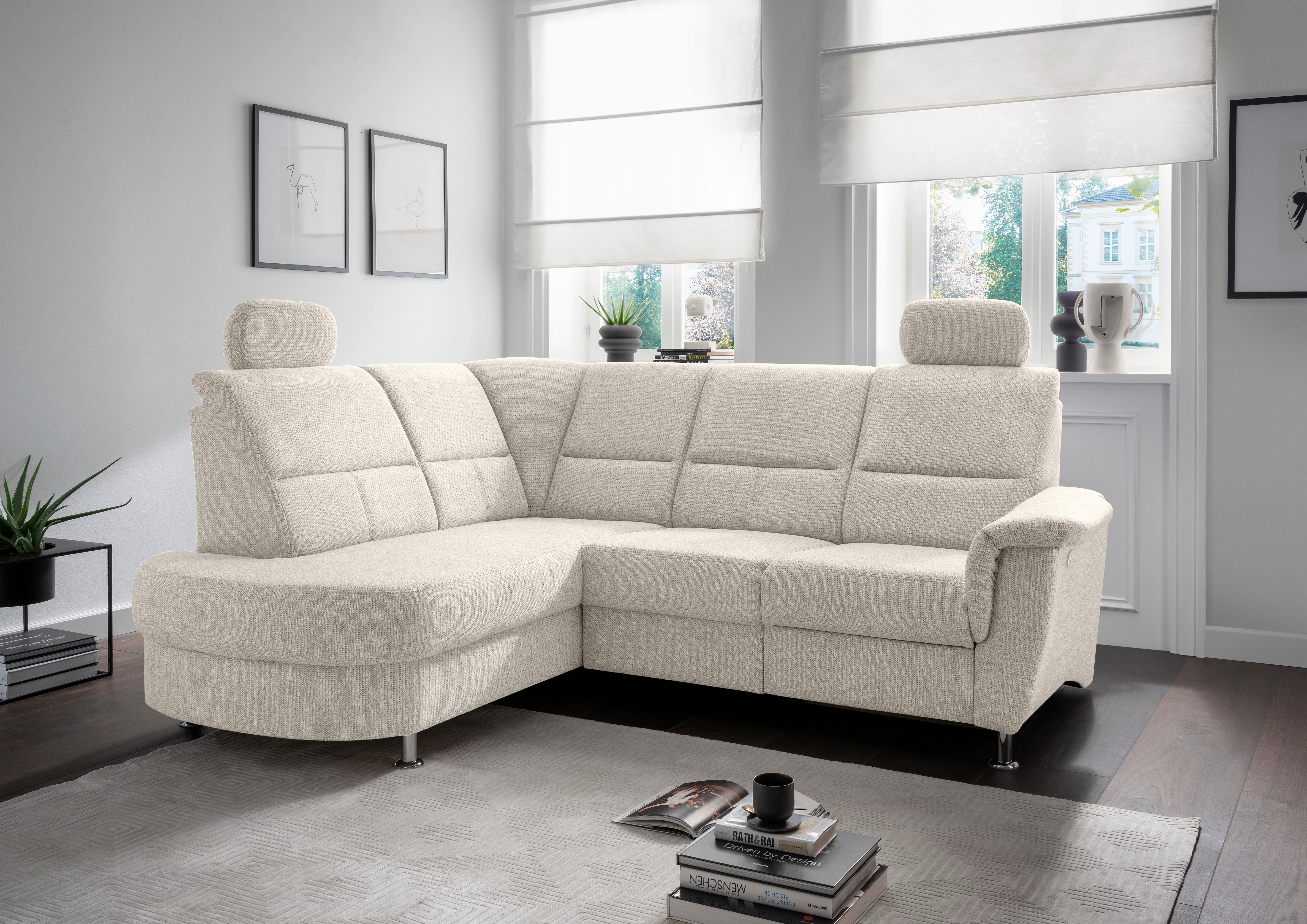 Ecksofa mit Stauraum Parole Beige Chenille - Chromfarben/Beige, KONVENTIONELL, Textil (184/231cm) - Livetastic
