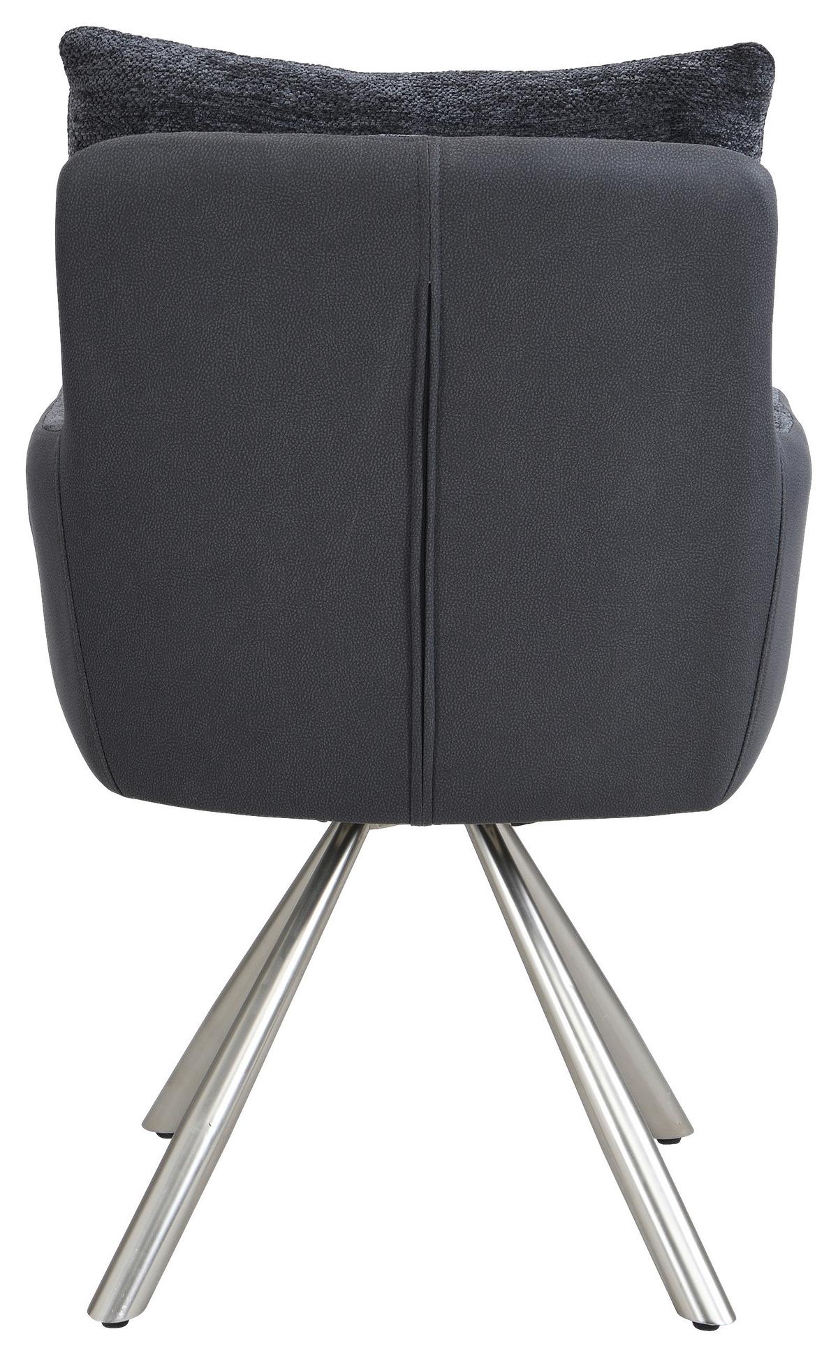 Armlehnstuhl-set Enid Webstoff Anthrazit, B: 60 Cm - Anthrazit/Nickelfarben, KONVENTIONELL, Textil/Metall (60/92/65cm) - Livetastic