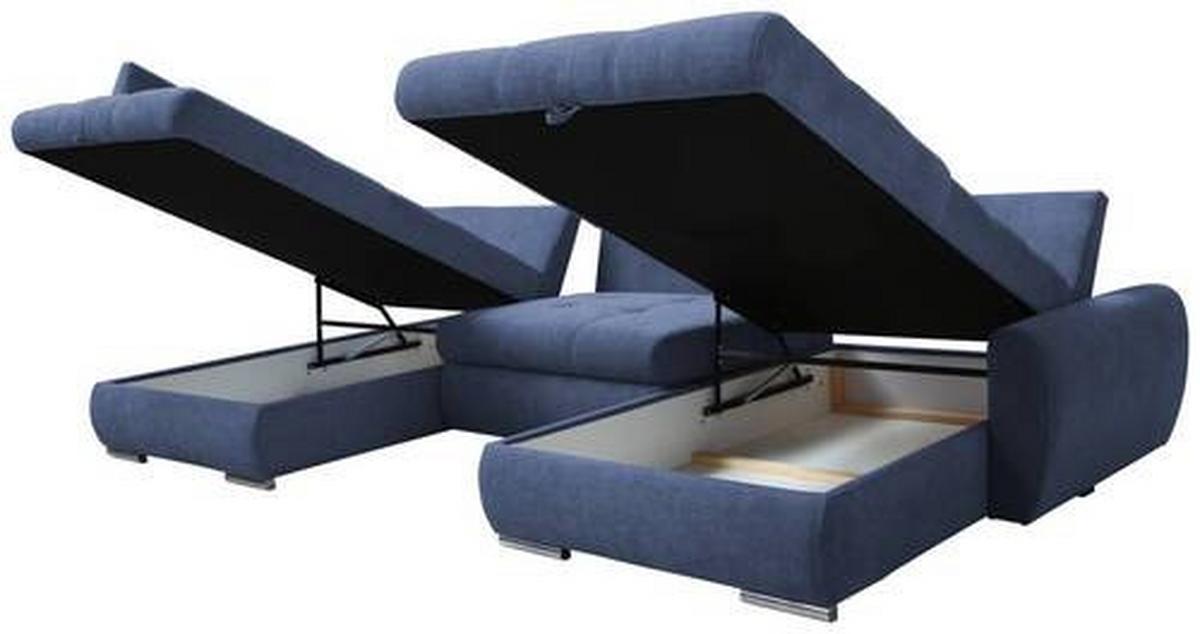 Ecksofa Canion - Chromfarben/Dunkelblau, Design, Textil (173/322/174cm) - Livetastic