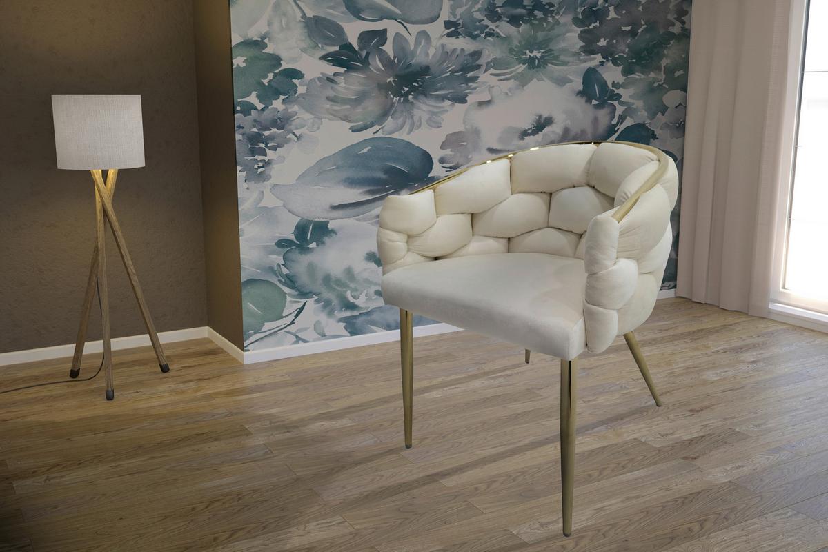 Sada židlí s područkami 2ks/sada - krémová/barvy zlata, Moderní, kov/textil (65/79/61cm) - MID.YOU