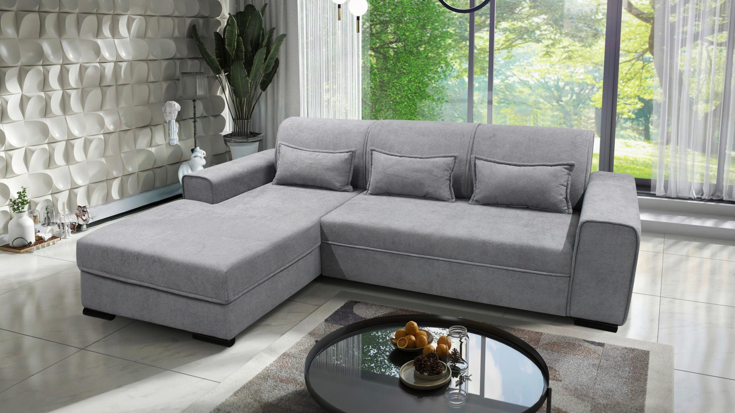 Ecksofa Classic Grau 175x270 cm - Schwarz/Grau, Design, Textil (175/270cm) - MID.YOU