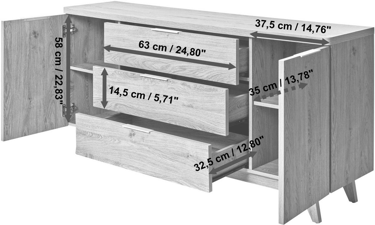 Sideboard Libre Sb 150 Eichefarben B: 150 Cm - Eichefarben, MODERN, Holzwerkstoff (150/77/39cm) - Livetastic
